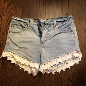 free people lace trim high waisted shorts 25 W